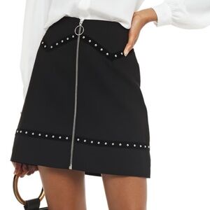 Black Embellished A-Line Mini Skirt Maje Front Zipper